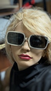 60s Rectangle Sunglasses Vintage Mid-Century Thick Metal Silver Frame Japan