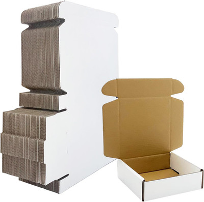 5X5X1.5 Inch White Shipping Boxes 50 Pack, Small Corrugated Cardboard Mailer Box