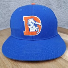 DENVER BRONCOS Hat Cap Fitted 7 3/8 Blue Orange RETRO Logo NFL Logo New Era