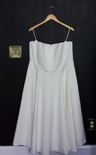 Jenny Yoo Carrie Tea Length Wedding Dress Fit & Flare Pockets Ivory Sz 22 Bridal