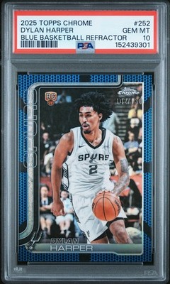 2025 TOPPS CHROME BLUE BASKETBALL REFRACTOR #252 DYLAN HARPER 102/150 PSA 10