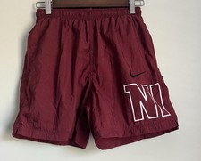 Nike Boy  s Burgundy Nylon Recreational Swim Logo Swoosh Brief Shorts L 14 / 16