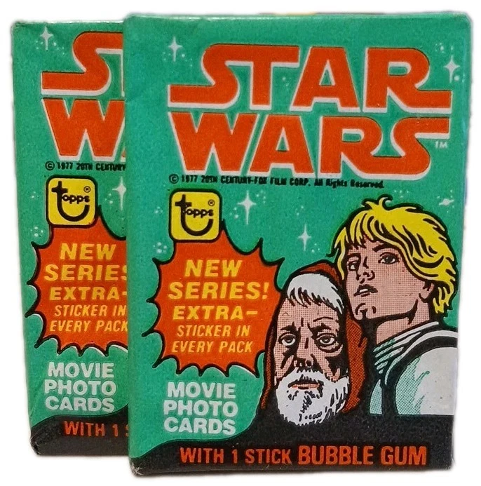 1977 Topps Star Wars Series 4 (Green) Empty Display Box + 2 Wrappers Vintage 🔥 - Image 2 of 4