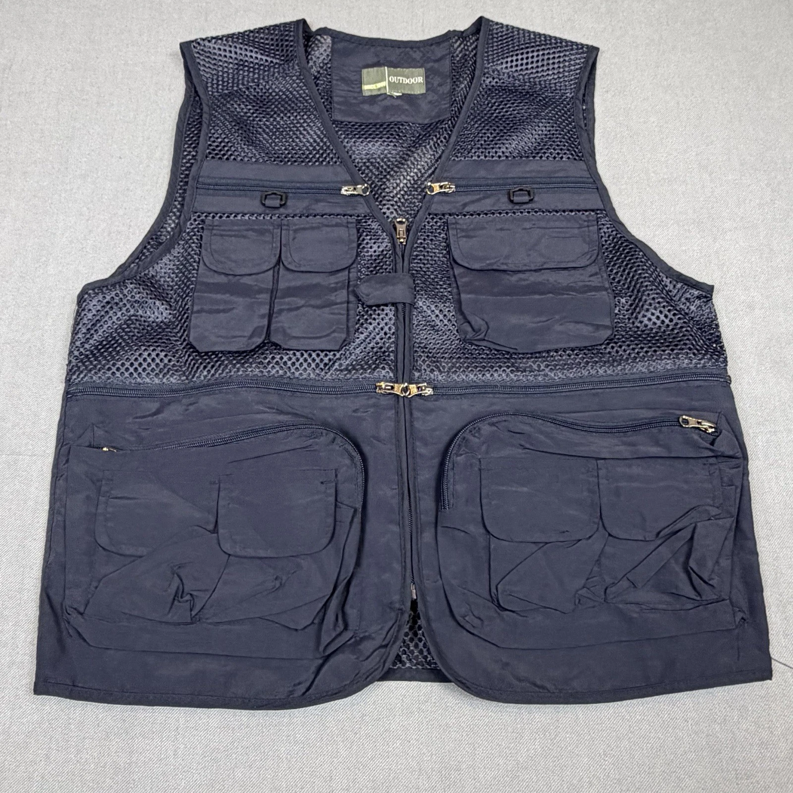 Vintage Utility Fishing Vest Mesh Multi Pocket Safari Outdoor Men’s M 42”