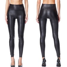 Spanx Faux Leather High Waisted Leggings Black Moto Style