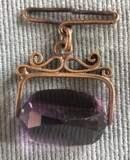 Victorian Style Amethyst Stone Spinning Watch Fob Pendant