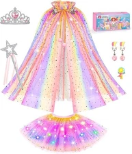 Light up Princess Dress up Clothes Crown Toy Set for Little Girl,  for Age 3-6Y