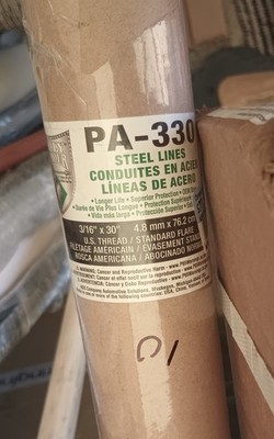 (10) Ags PA330 PVF Coated Steel Brake Line 30''Long 3/16''Diameter, Universal