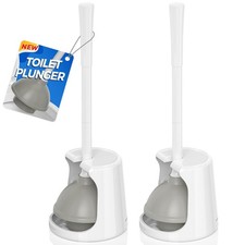 Toilet Plunger with Holder, 2 Pack Plungers for Bathroom Heavy Duty for 5.7-i...