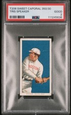 1909-11 T206 Tris Speaker 350/30 Sweet Caporal Back PSA 2 HOF RC Boston Red Sox