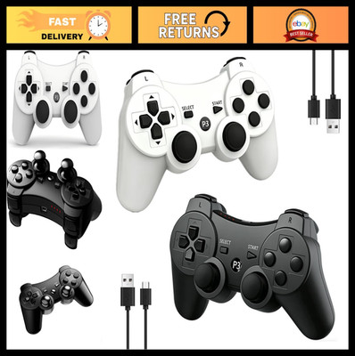 Wireless PS3 Controller 2-Pack, Rechargeable Gamepad with Charging Cables, Compa