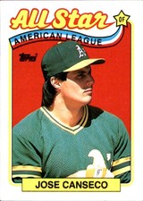 Jose Canseco 1989 Topps #401 Oakland Athletics FREE SHIPPING AutographDen