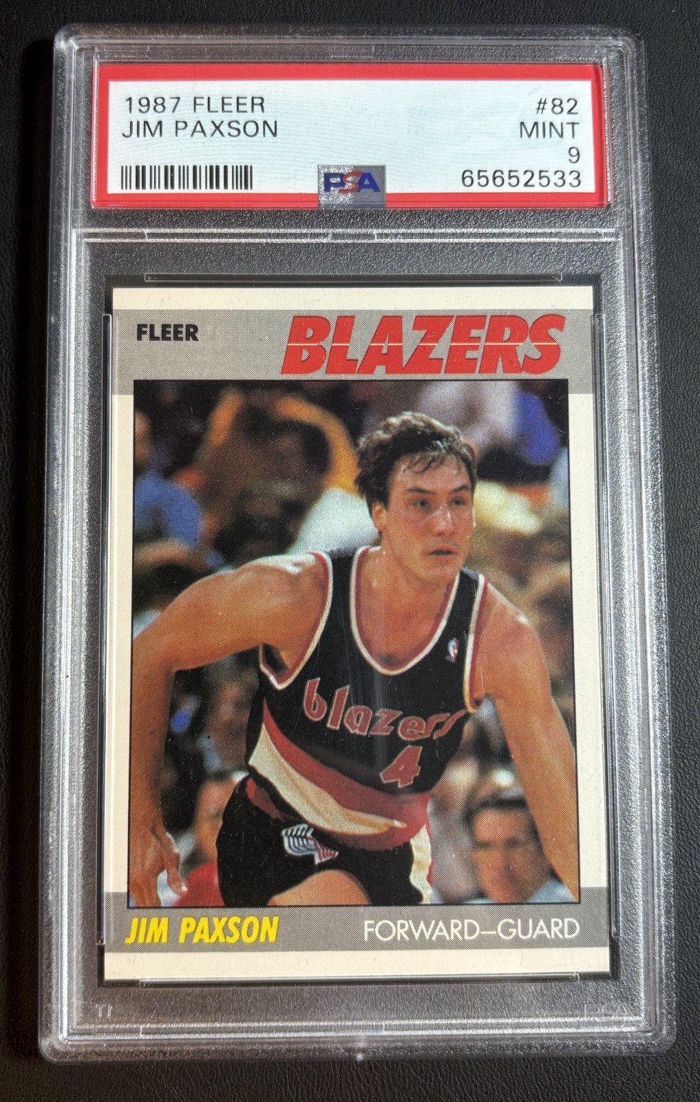 1987 FLEER # 82 Jim Paxson PSA 9 MINT # 65652533 PORTLAND TRAILBLAZERS !!!!!