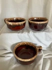Hull Oven Proof Brown Drip Glaze Pottery 3 Soup/Chili Bowls 5½ inches
