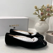 Birdies The Hummingbird Velvet Bow Ballet Flat Black Women's 8 NWB