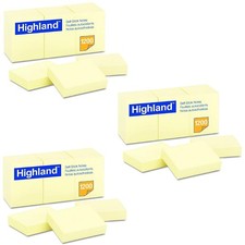 Highland 6539YW Self-Stick Notes, 1 1/2 x 2, Yellow, 0.5 x 2 inches, Yellow