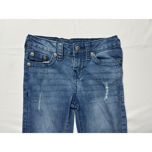 True Religion Youth Girls Adj Waist Straight Leg Stretch Jeans - Sz 7 (23x21) - Picture 4 of 7