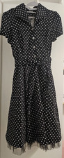 Black/White polka dot tea dress H&R Hearts & Roses London 50s Rockabilly SIZE 12