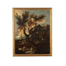 Dipinto attribuito a Antonio Francesco Peruzzini Paesaggio con Figure Arte