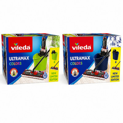 Vileda ULTRAMAX COLORS 2in1 Bodenwischer Komplett Set + 1 x Wischmopp mit Stiel