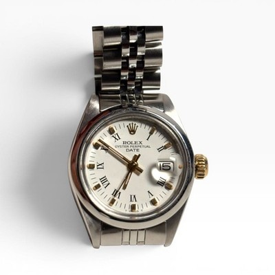Rolex Ladies Date 26mm Steel Jubilee White Roman Automatic Watch 6916 Circa 1979
