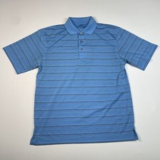 PGA Tour Shirt Men s Medium Blue Stripe Short Sleeve Performance Golf Polo