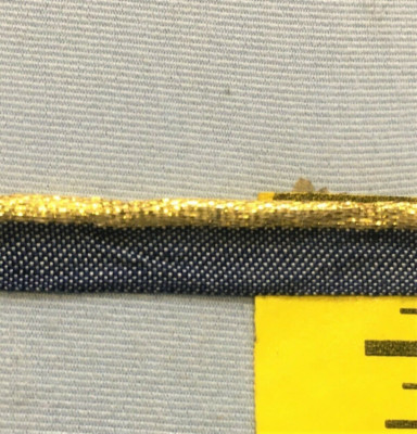 Lip Cord Trim Gold Metallic Piping Cord Denim Blue 1/8'' Gold Cord 3 yards #LC687