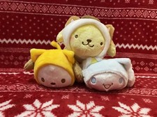 Sanrio Cinnamoroll, Pompomprun, and Pochacco Kitten Laying Down Plush Bundle
