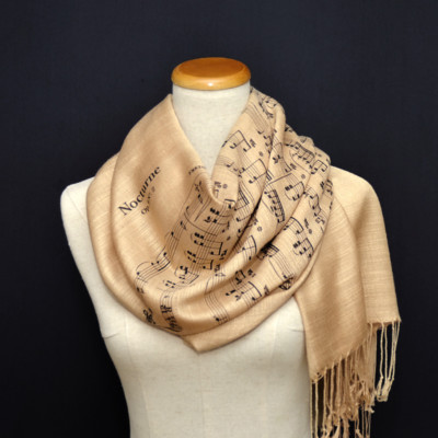 Sheet Music Shawl/Scarf, Chopin, Vivaldi, Debussy, Pachelbel, Mozart