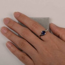 Silver Ring Blue sapphire ring 925 Lab Created Silver Ring Women Sapphire Ring