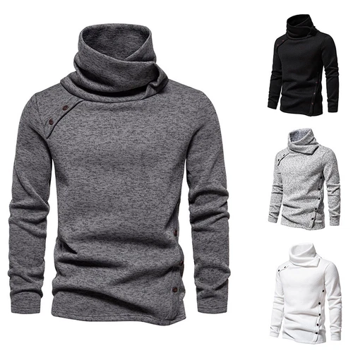 British Style Mens Casual Pile Neck High Collar Long Sleeve Pullover Top Sweater - Bild 6 von 28