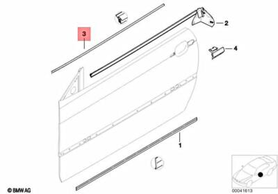 For BMW Genuine Door Window Belt Weatherstrip Front Left  
