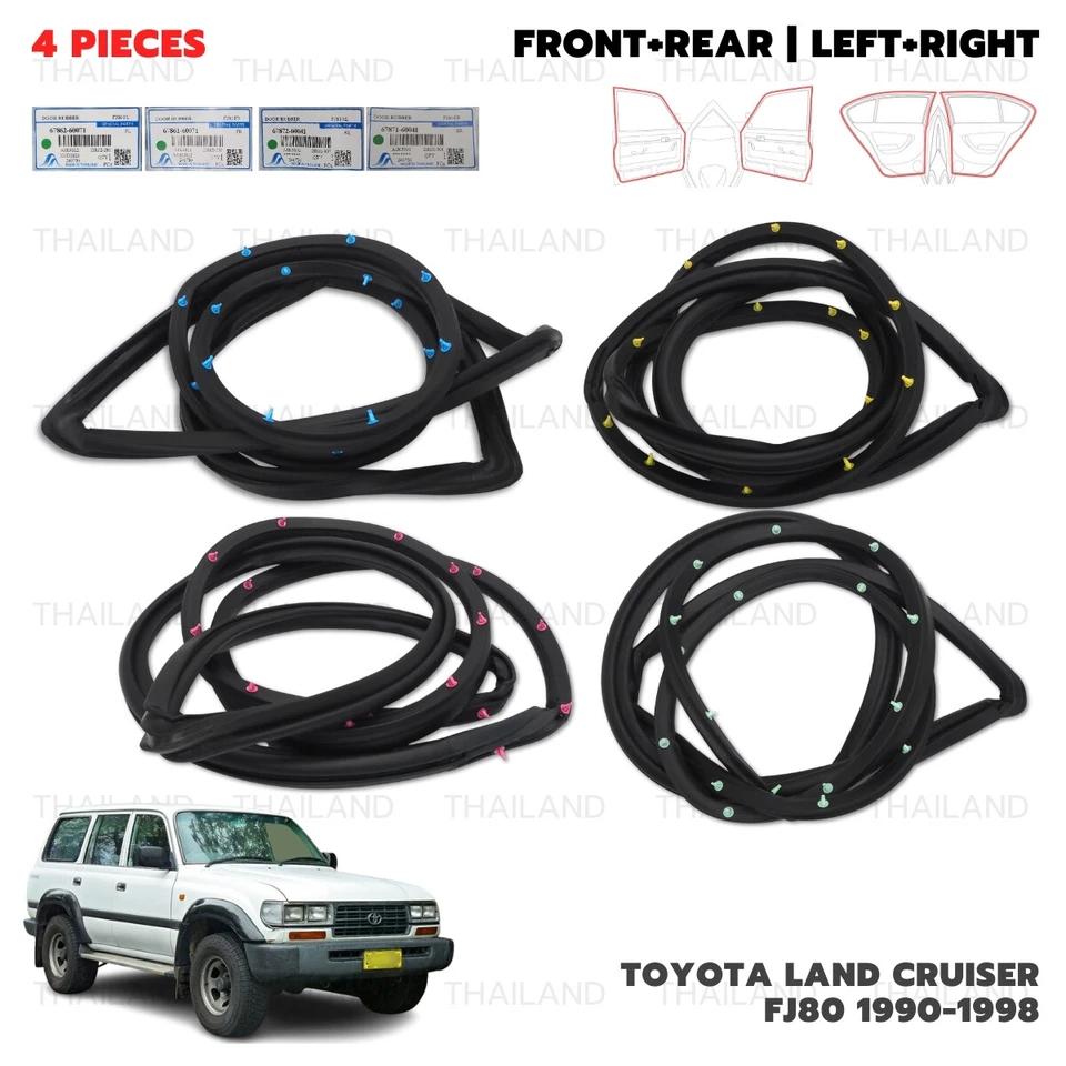 Juego de impermeabilización de sello de puerta delantera trasera para Toyota Land Cruiser FJ80 1990-1998 Foto 4 de 4