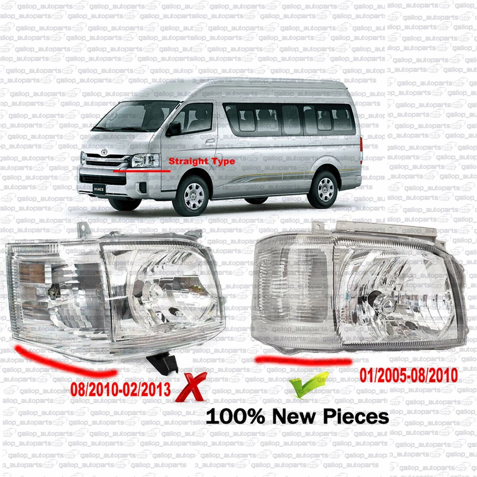 Pair LH+RH Headlight Lamp For Toyota Hiace Commuter TRH KDH Van Bus 2005-2010 H4 - image 2 of 4
