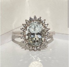 Natural Aquamarine Ring 925 Sz 6