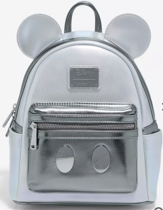 New Loungefly Disney 100 Anniversary Mickey Mouse Platinum Silver
