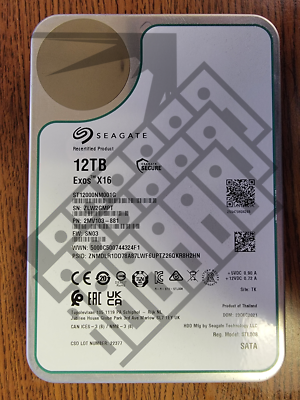 12TB Seagate Exos X16 Hard Drive 3.5