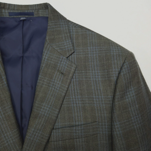 Jos A Bank Blazer Sport Coat 44R Tailored Fit Plaid Gray Blue Wool Brrr