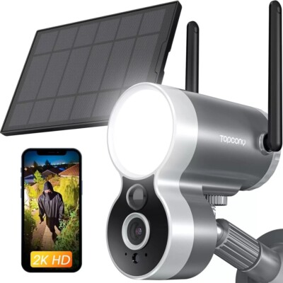 Topcony 3MP CCTV Überwachungskamera im Freien WiFi Solar Humanoide Erkennung PIR