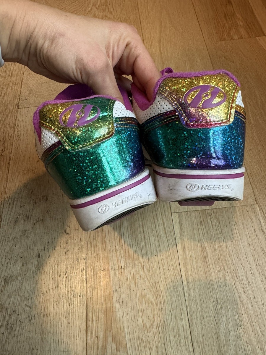 Heelys Shoes Girls Youth Skate Glitter Pink Purple Motion Plus 770631  Rainbow