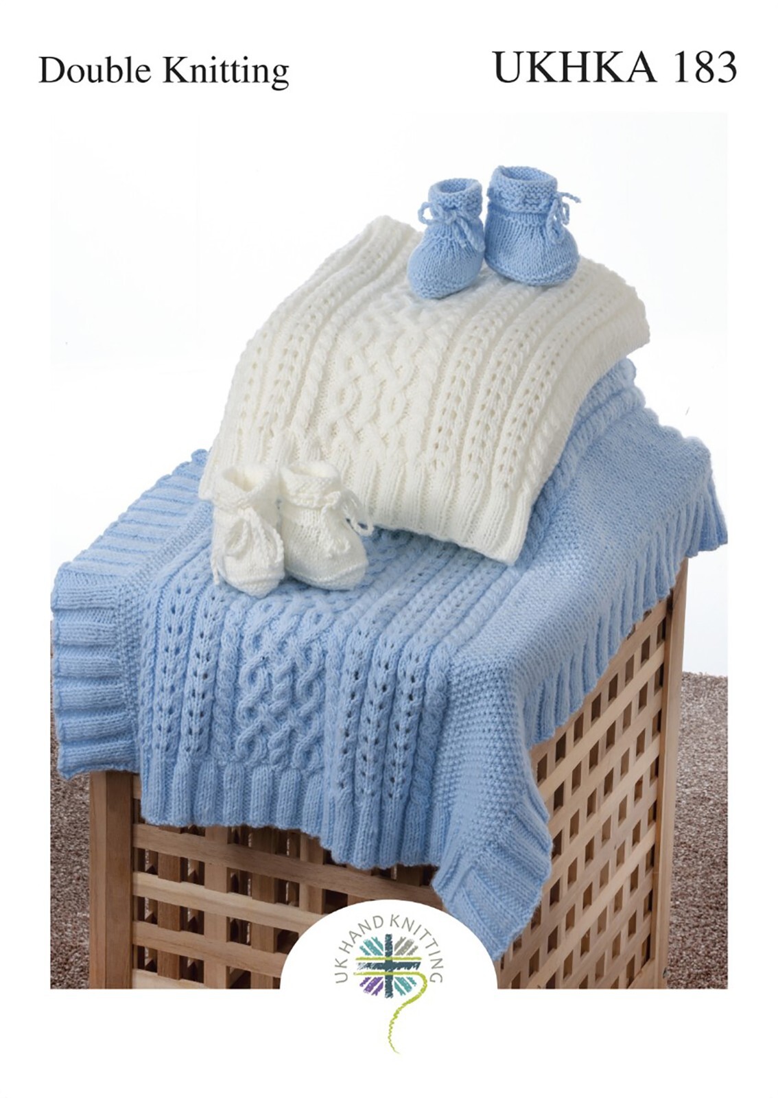 Hand Knitting PATTERN ONLY Double Knit Baby Cable Blanket Bootees UKHKA183 New