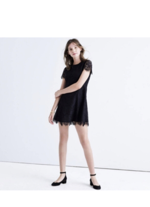 MADEWELL B6437 Floral Lace Shift Dress Boho Romantic Feminine Womens Size  0 XS