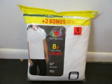 Fruit of the Loom 8 Tag Free Crews Moisture Wicking, White, Mens Size S