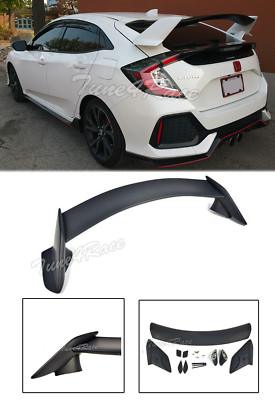 For 16-Up Honda Civic Hatchback Rear Trunk Wing Spoiler Type R Style Primered BK