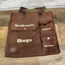 The Creative Circle Vintage Needlecraft Brown Canvas Tote Bag - Gently Used