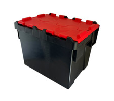 Storage Boxes with Attached Lid Heavy Duty Plastic Tote Containers 400×300 Qty 5