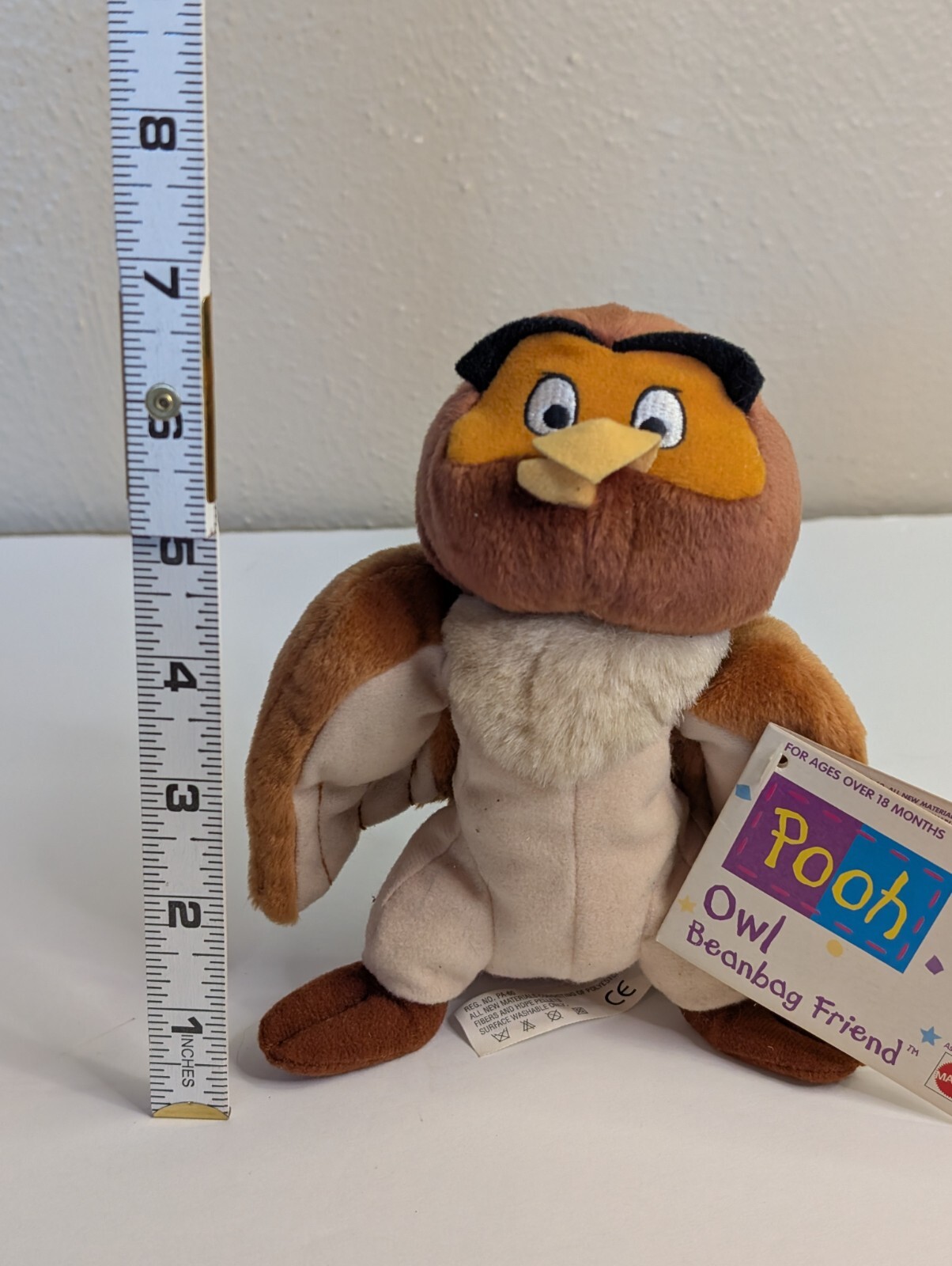 Owl Beanbag Friend Plush - Disney Winnie the Pooh - New - Mattel Vintage 