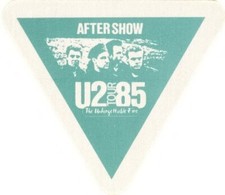 U2 1985 THE UNFORGETTABLE FIRE AFTER SHOW TOUR GREEN PASS / BONO / THE EDGE
