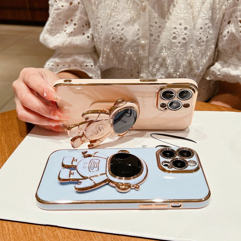 Astronaut Stand Holder Soft Case For iPhone 16 15 14 Pro Max 13 12 11 8 7 Cover - Image 4 of 4