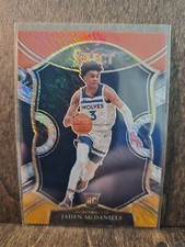 2020-21 Panini Select #88 Jaden McDaniels Red White Orange Shimmer Prizm